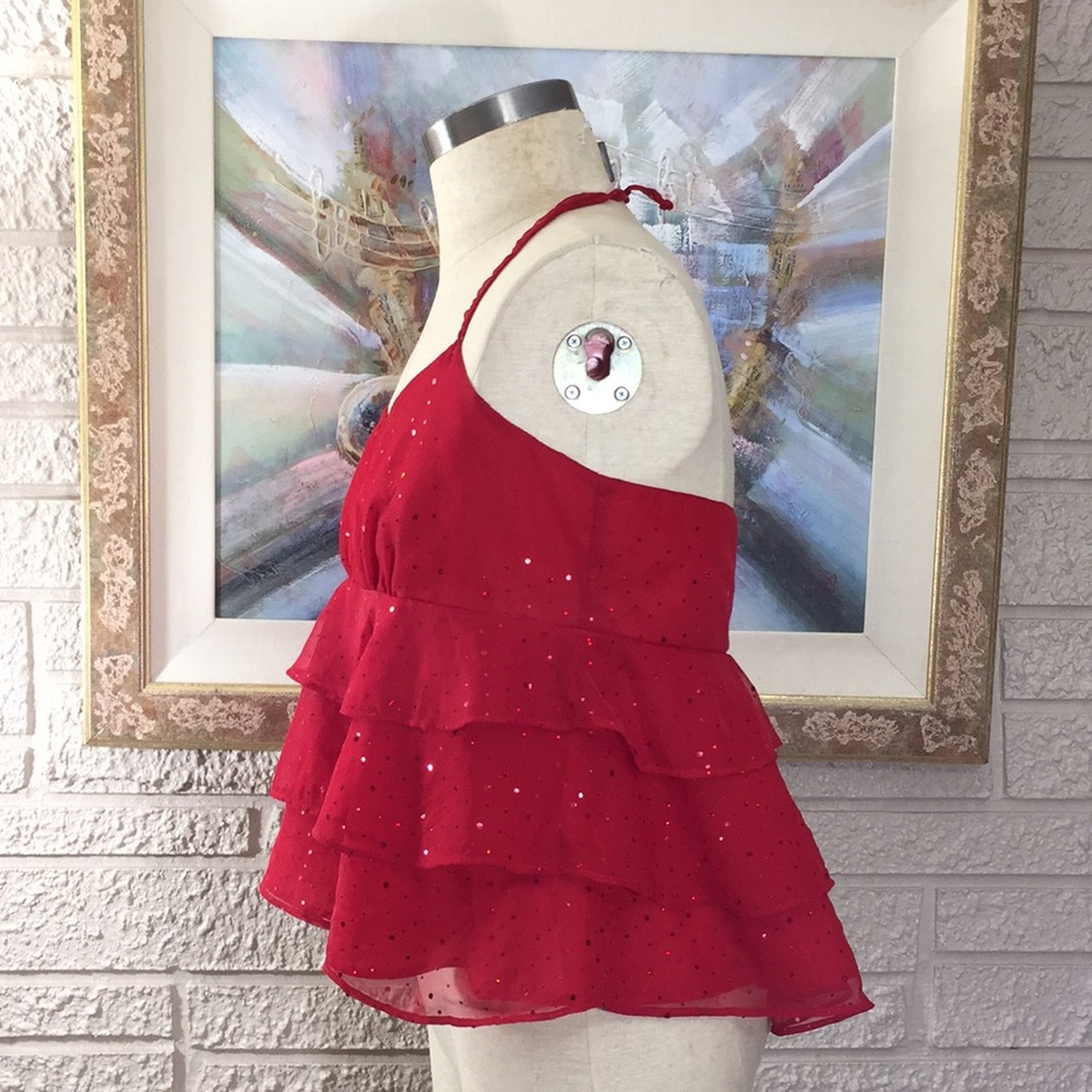 🌹No Tags Baby Doll Ruffle Halter Style Top - Picture 2 of 13